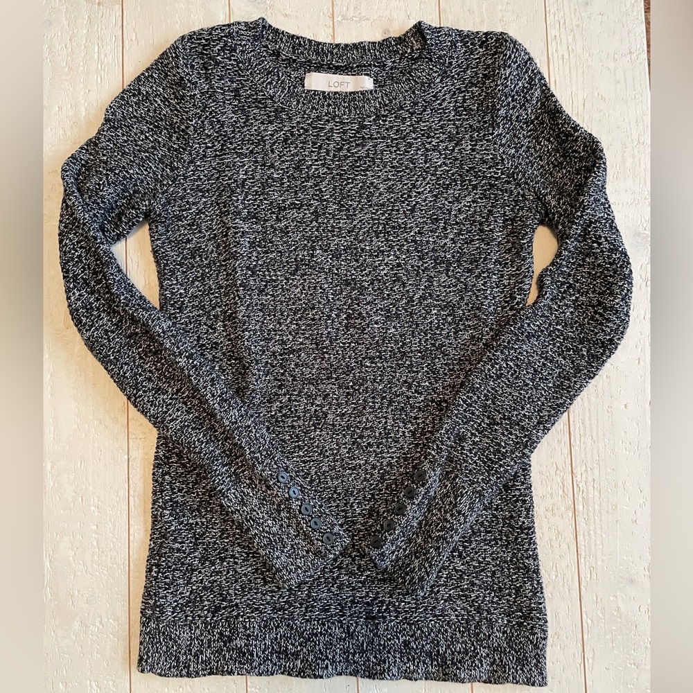 Ann Taylor Loft XXSP Black and White Sweater 100% Cotton